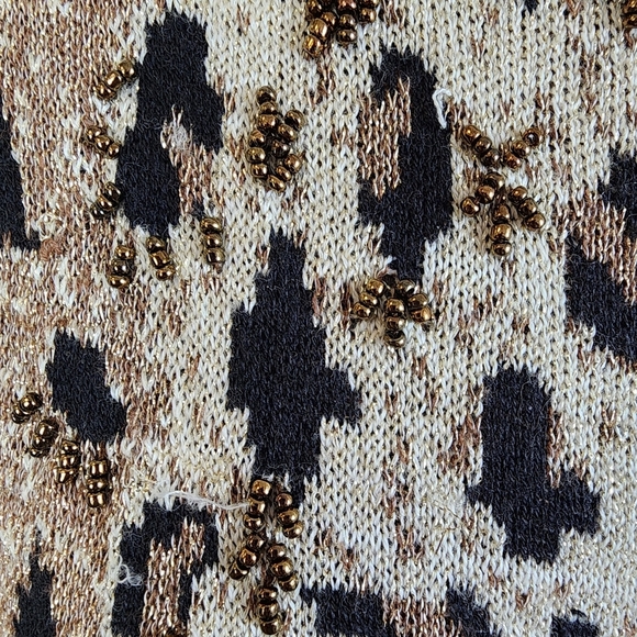 LISA Original Women's Leopard Print Zip Up Knit Jacket Shoulder Pad Cardigan, MD - Picture 15 of 16